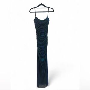 Zara Strapless Ruched Evening Gown in Deep Navy